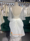 Fit and Flare Sleeve Wedding Dress With Detachable Bow at Back