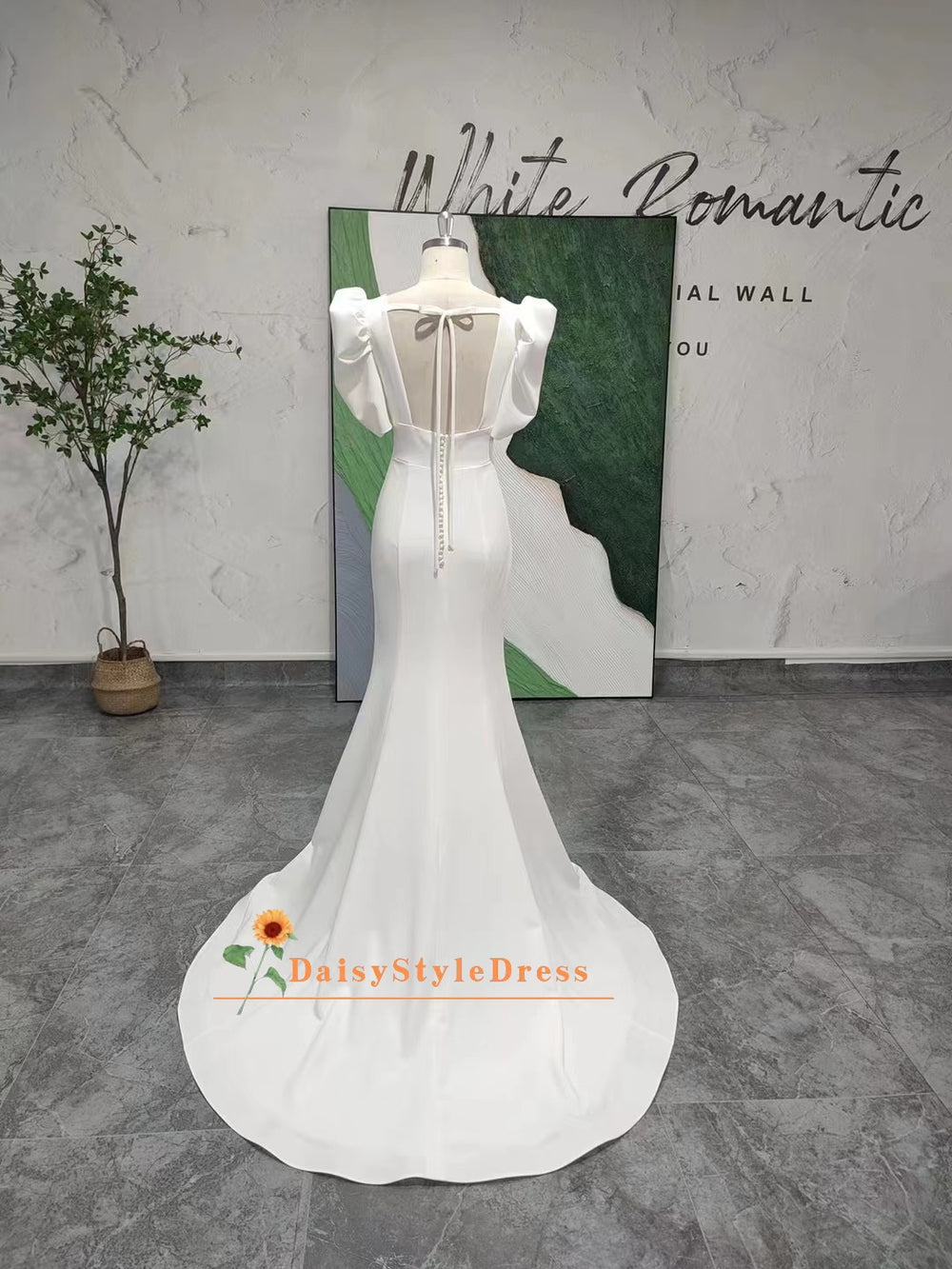 Fit and Flare Half Sleeve Vintage Wedding Dress daisystyledress Fit and Flare Half Sleeve Vintage Wedding Dress daisystyledress