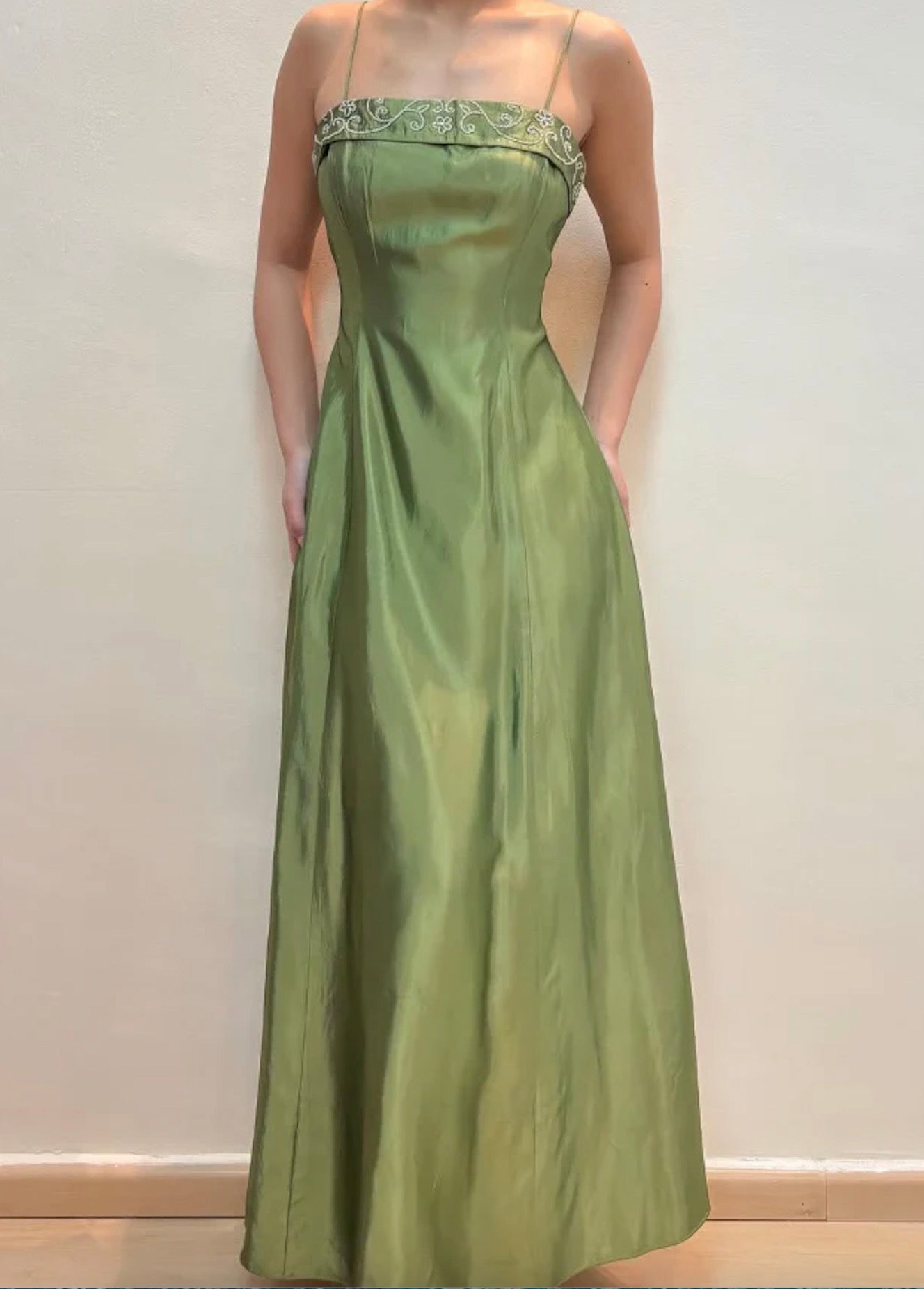 Vintage Green Spaghetti Strap Prom Dress – daisystyledress