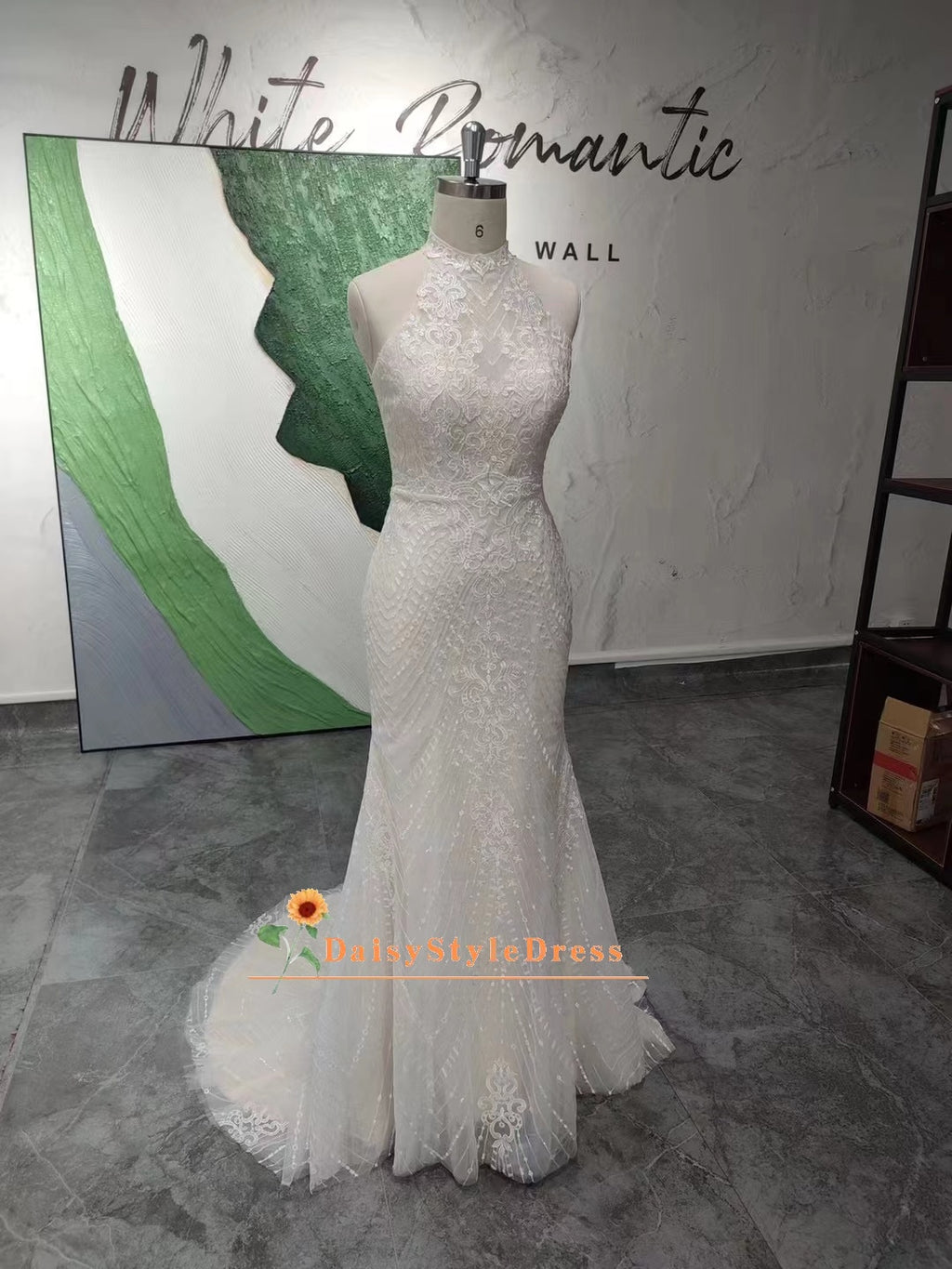 Halter Neckline Lace Wedding Dress