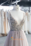 Handmade Beaded Blush Tulle Wedding Dress