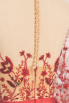 Half Sleeve Handmade Sparkle Beads Red Party Dress