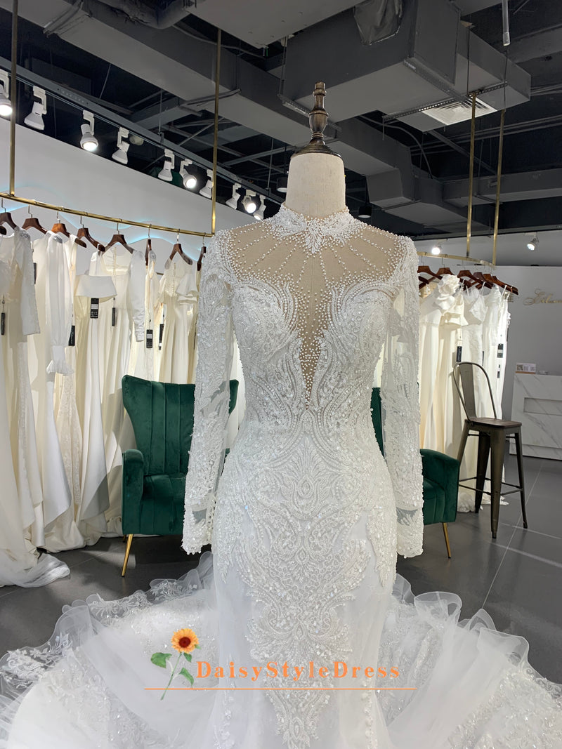 High Neckline Luxury Wedding Dress