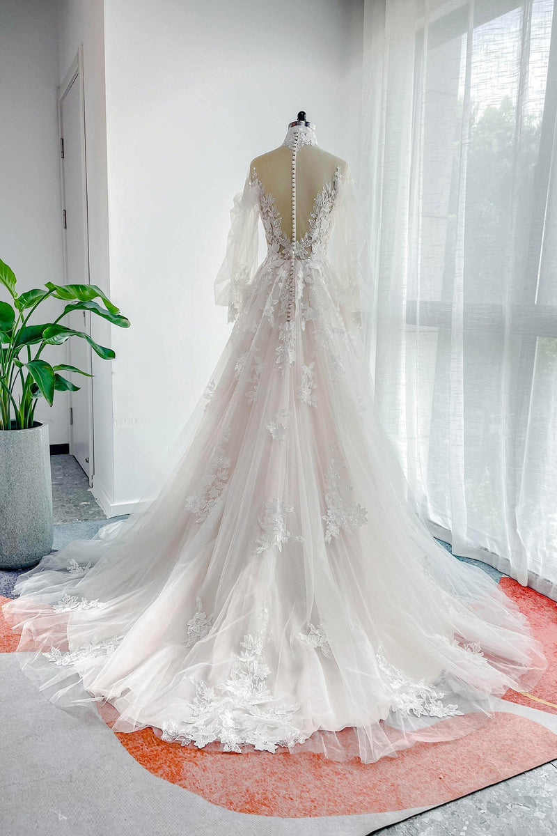 Lace Tulle Long Wedding Dress 