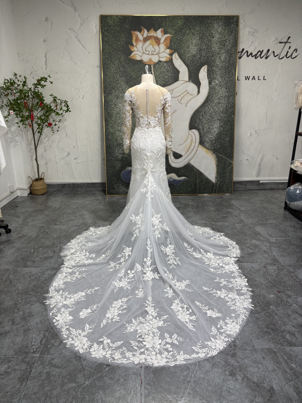 Mermaid Long Sleeve Lace Wedding Dress