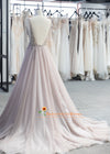 Sexy Low Back Blush Tulle Wedding Dress