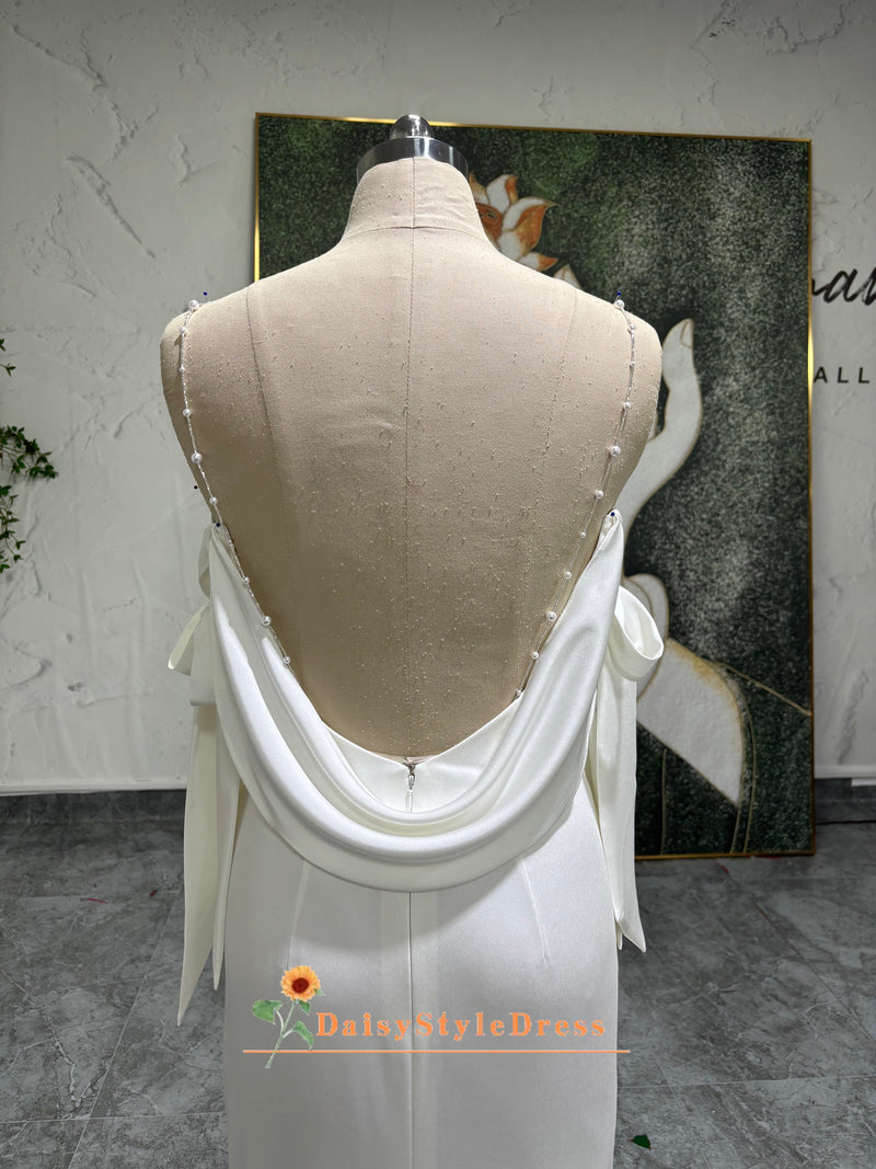 Low Back Simple Wedding Dress
