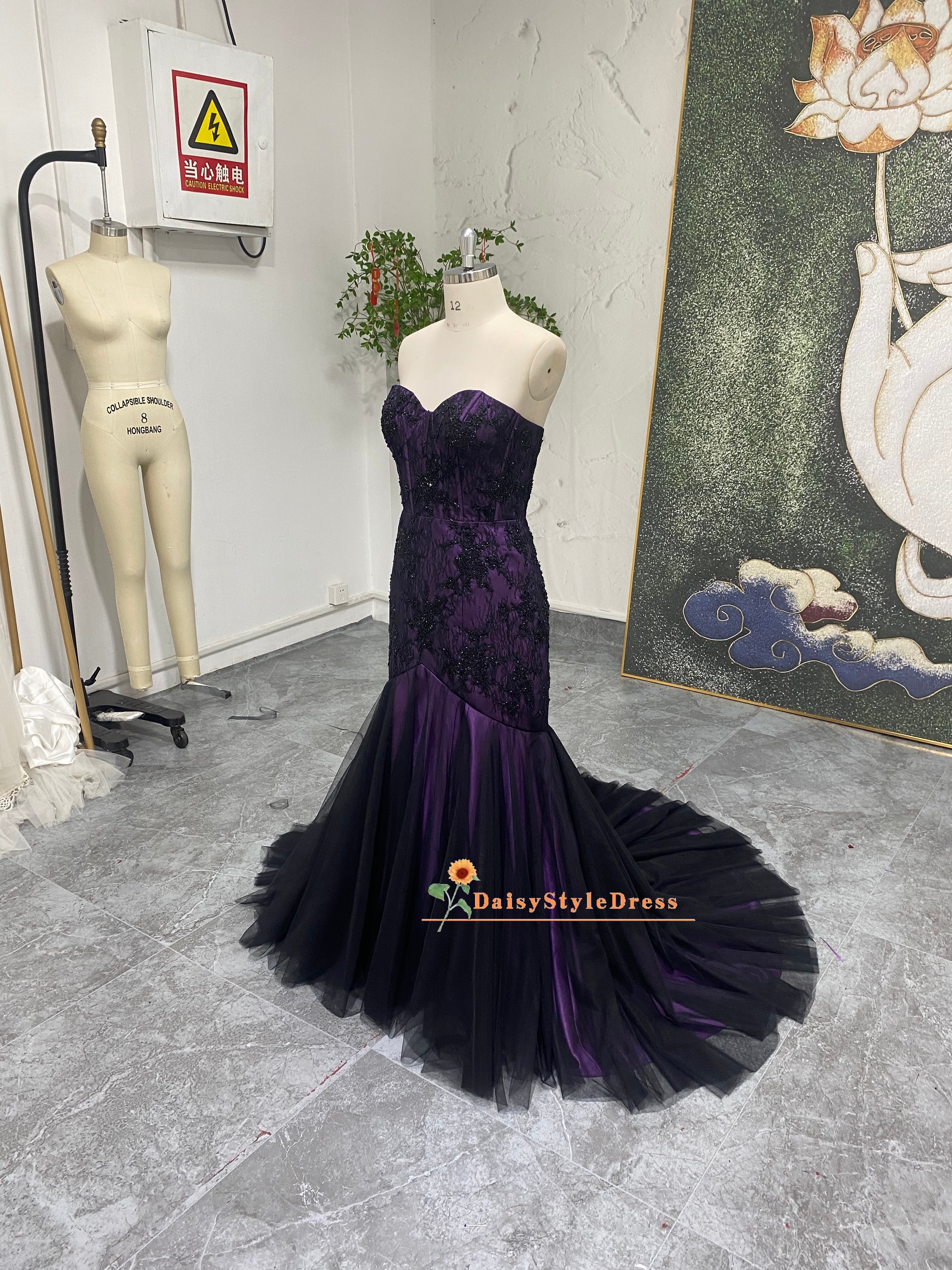 black and purple wedding dress Purple and Black Kendal