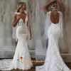 Mermaid Cream Summer Lace Wedding Dress