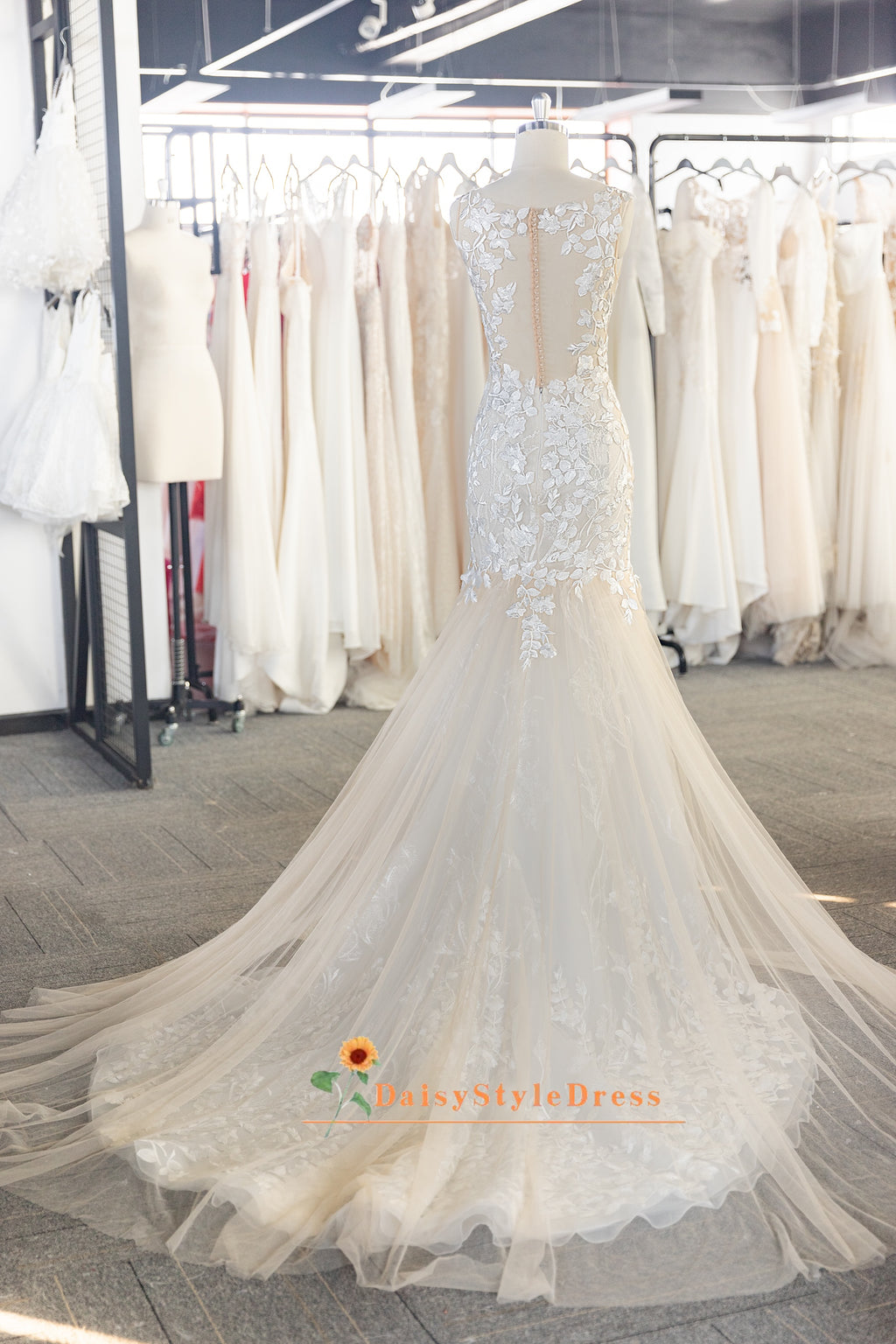 Mermaid High Quality French Lace Wedding Gown