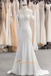 Mermaid Off Shoulder Sleeve Ivory Wedding Dress