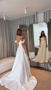 White Mermaid Off the Shoulder Satin Dress