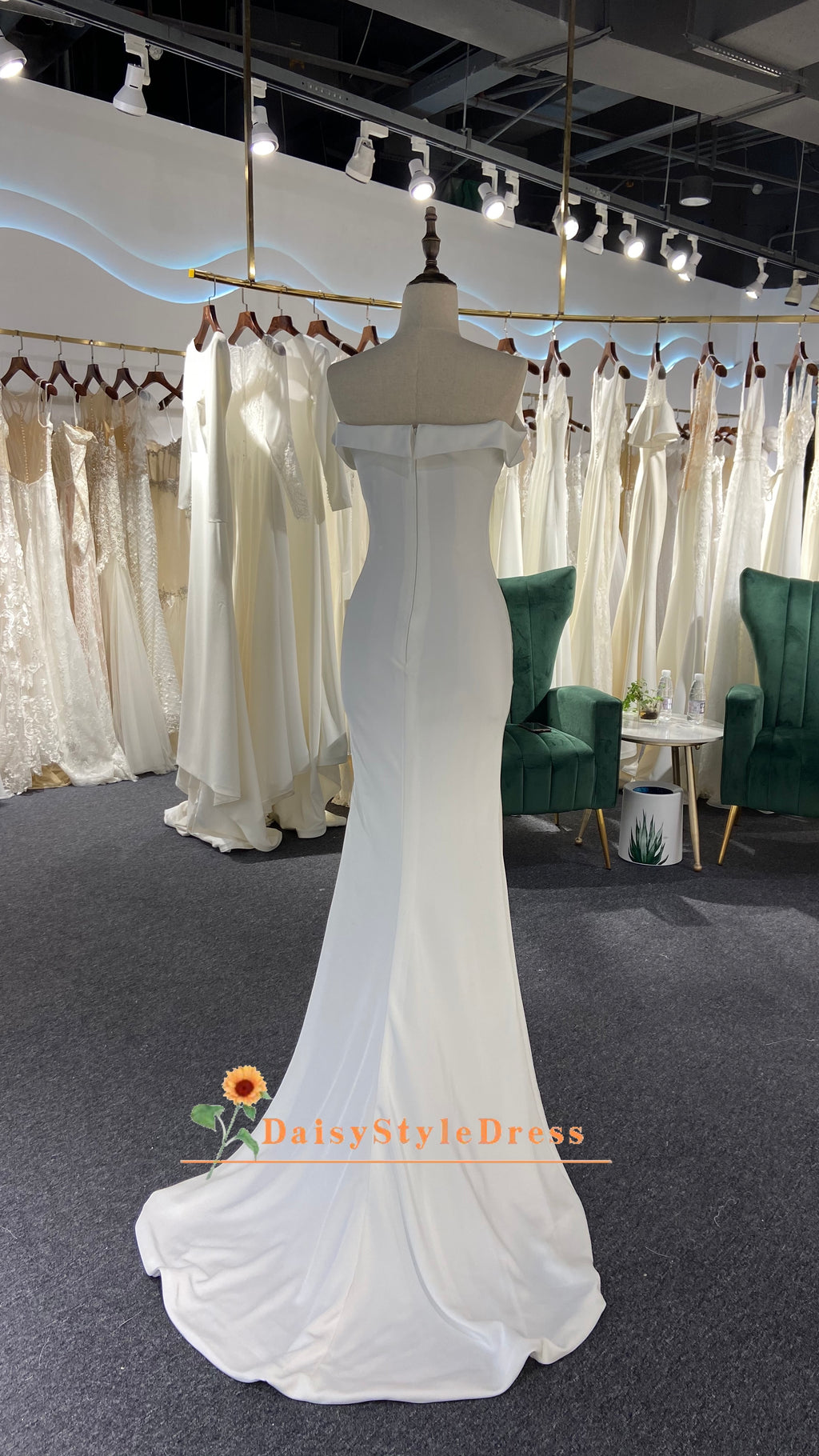 Simple Off Shoulder Wedding Gown