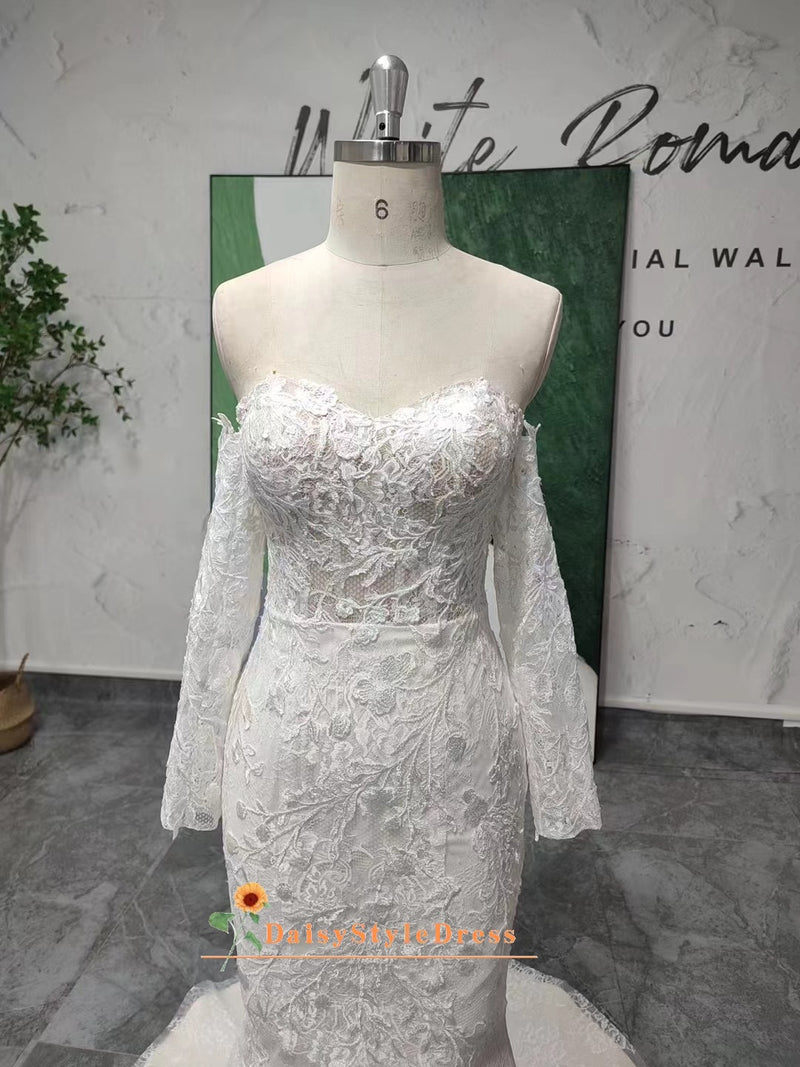 Off Shoulder Lace Wedding Dress