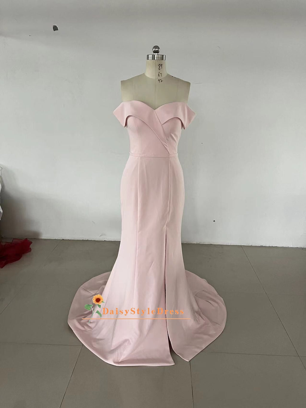 Off Shoulder Sleeve Pink Party Dress
