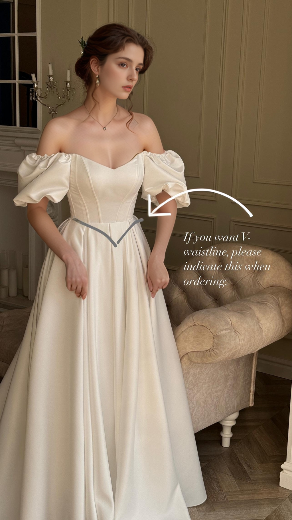 Off Shoulder Sleeves Bridal Dress