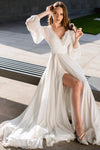 Long Sleeve Sexy Slit Wedding Dress