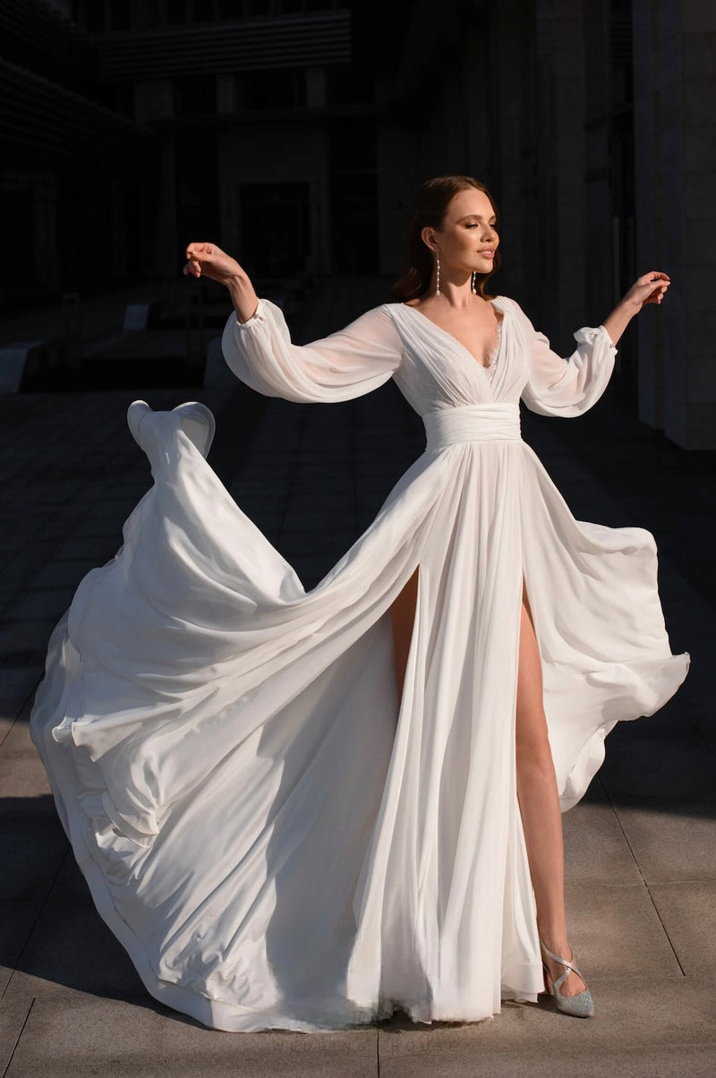 long sleeve boho wedding dress