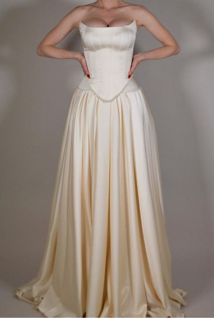 Satin Strapless V-Waistline Wedding Dress