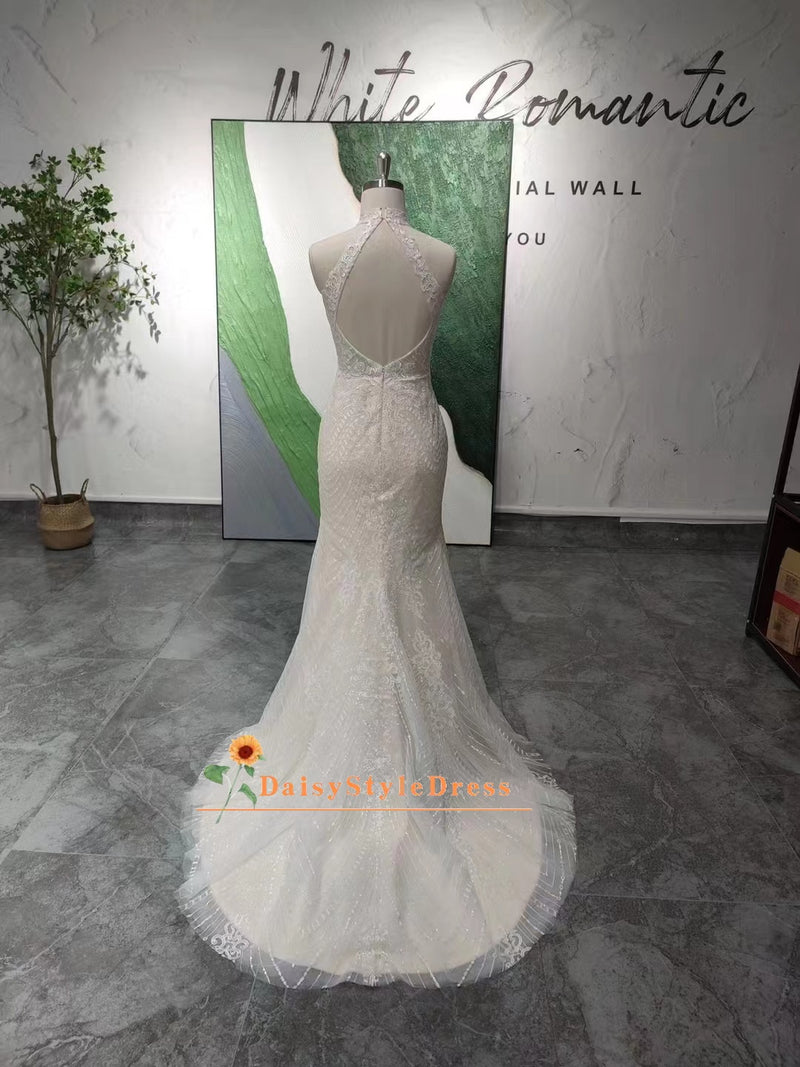 Sexy Backless Lace Wedding Gown