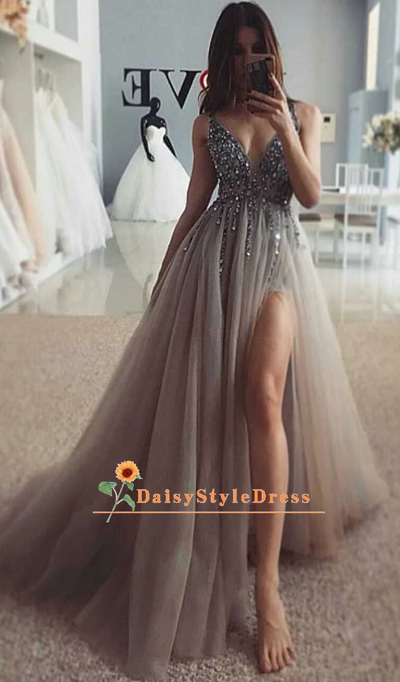 Sexy  Handmade Beaded Blush Tulle Wedding Dress
