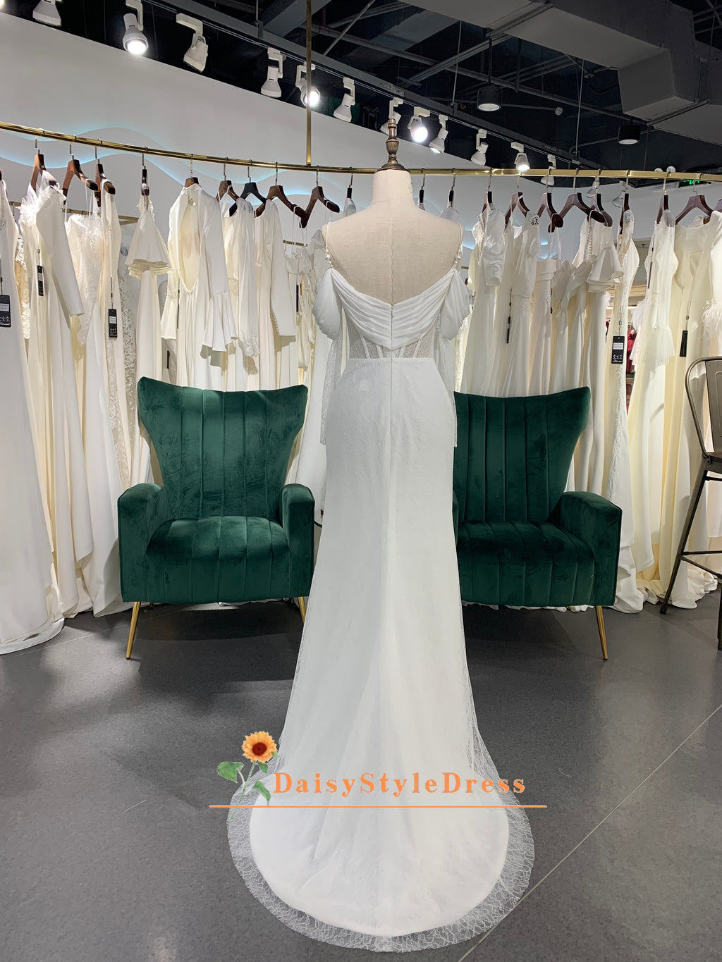 Sexy Illusion Lace Wedding Gown