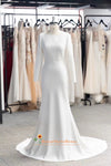 Sexy Long Sleeve Fit and Flare Ivory Wedding Dress