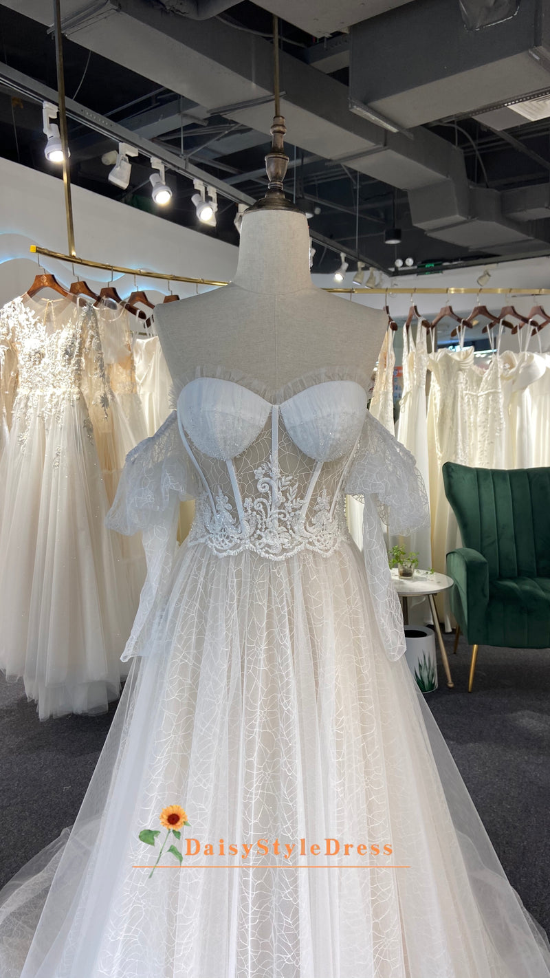 Sexy Off Shoulder Boho Wedding Dress