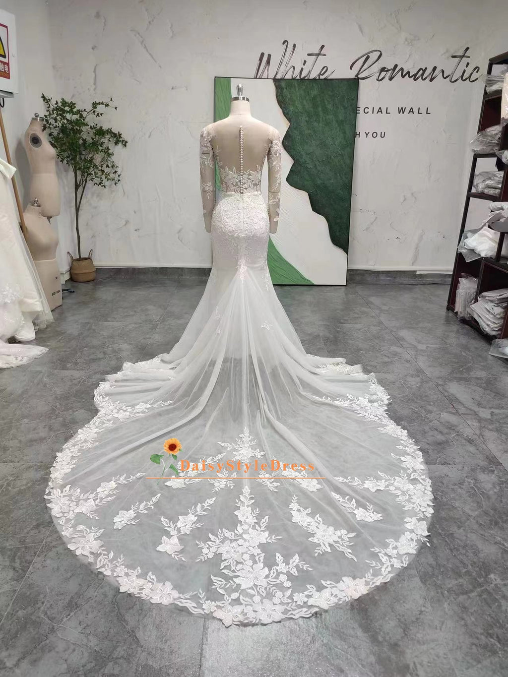 Sexy Sheer Lace Wedding Dress