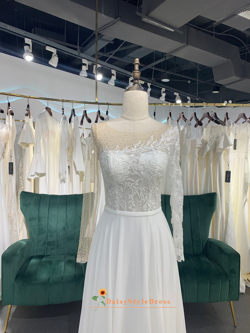 Sexy Sheer Long Sleeve Wedding Dress