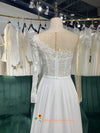 Sheer Long Sleeve Boho Wedding Dress