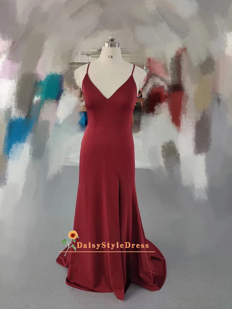 Sexy Slit Red Party Dress