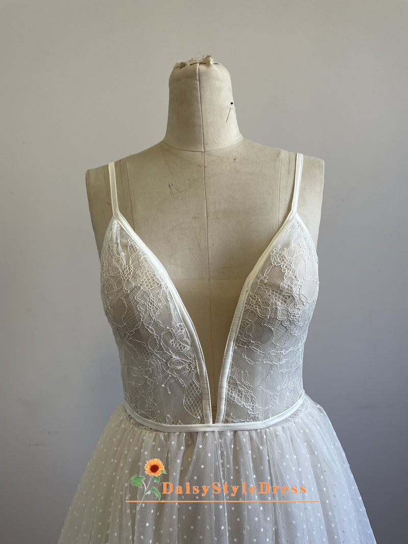 Sexy v-neckline summer wedding dress