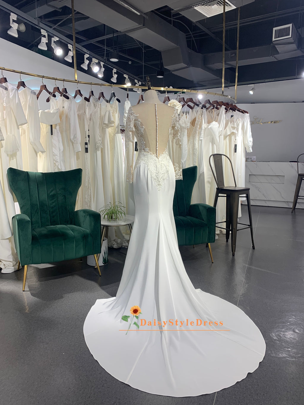 Sheer Back Wedding Gown