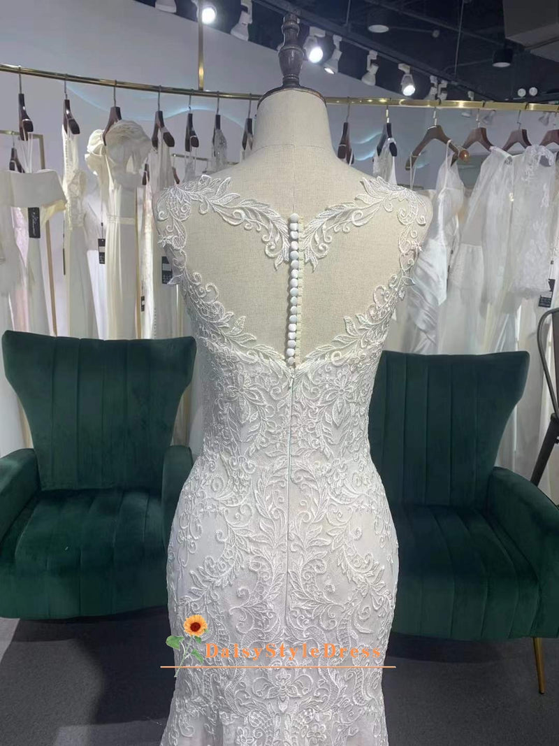 Mermaid Sheer Lace Wedding Dress