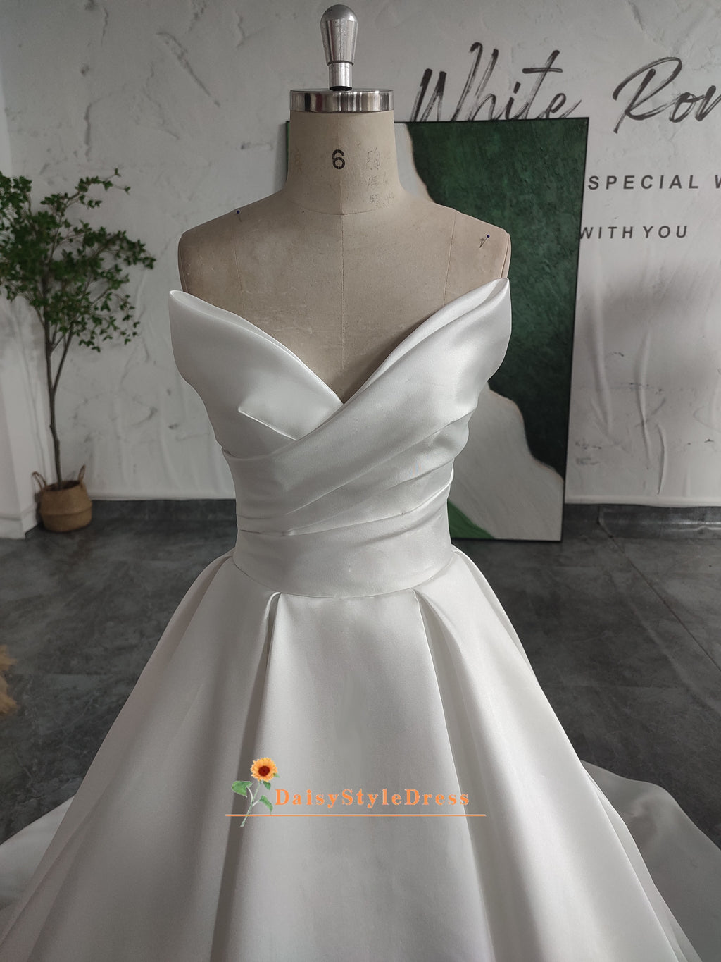 Simple Off Shoulder Sleeve Wedding Dress