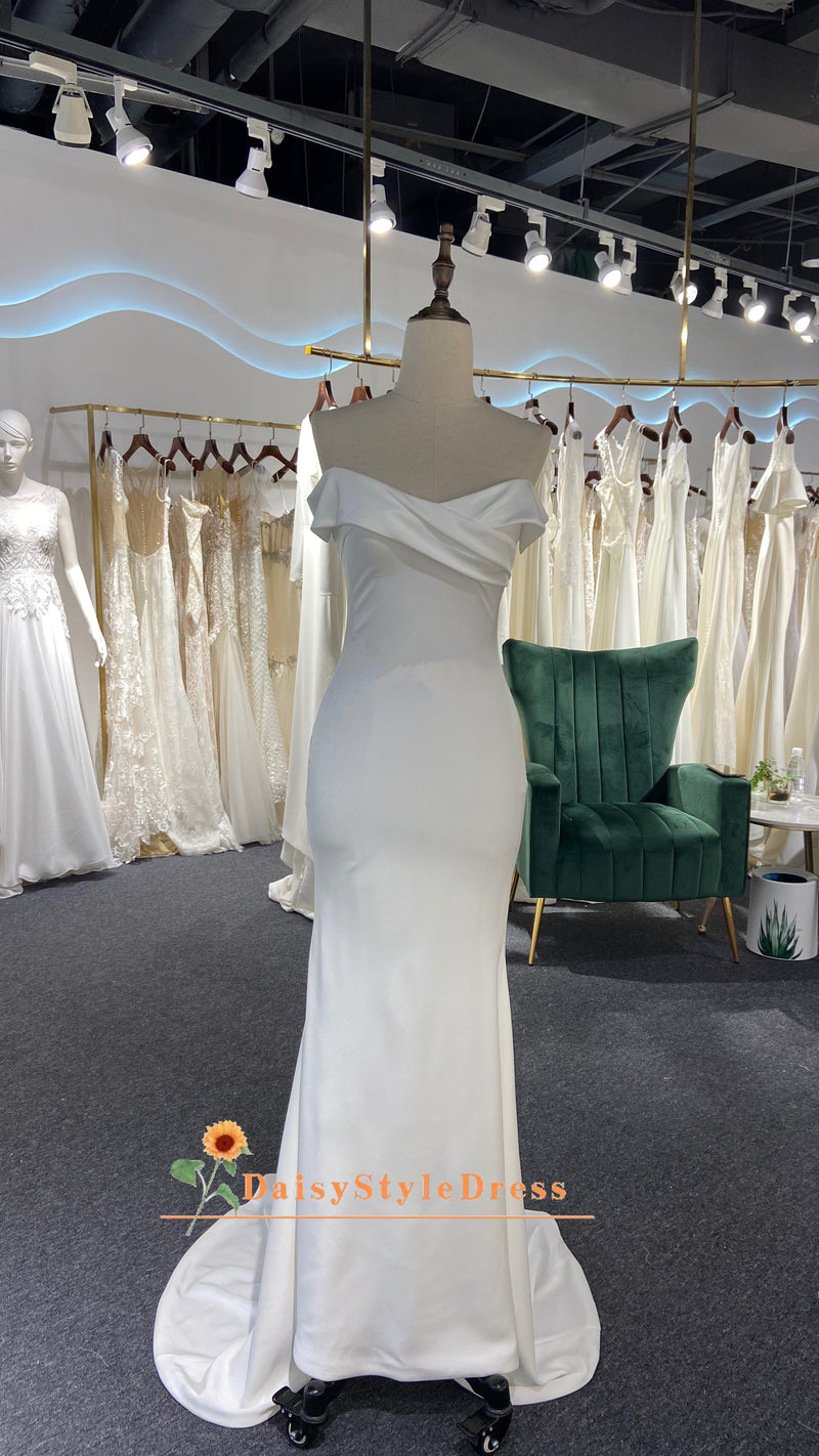 Off Shoulder Sleeve Wedding Dress