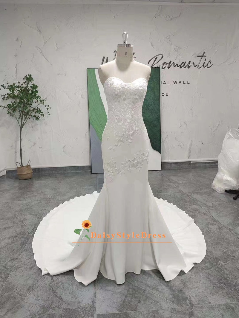 Simple Strapless Wedding Dress
