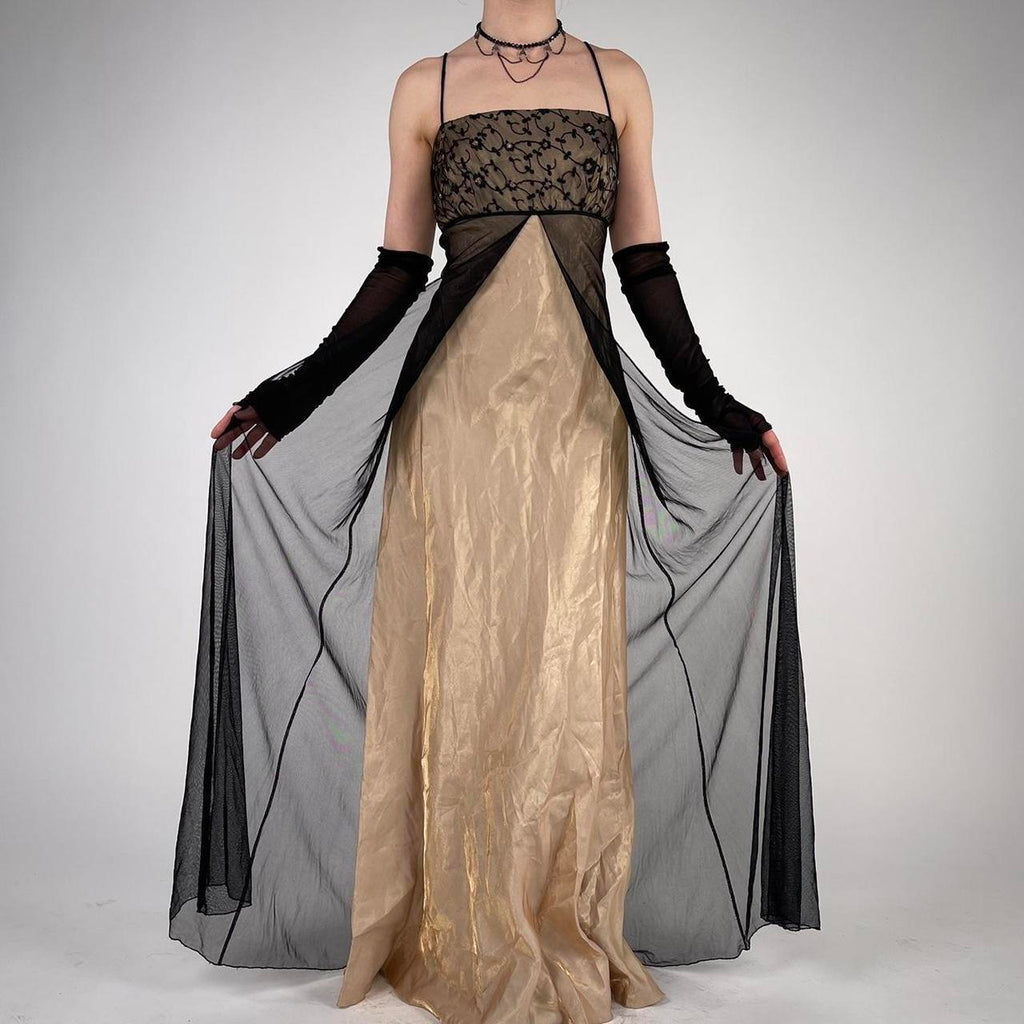 Spaghetti Straps Black Vintage 90S Party Dress