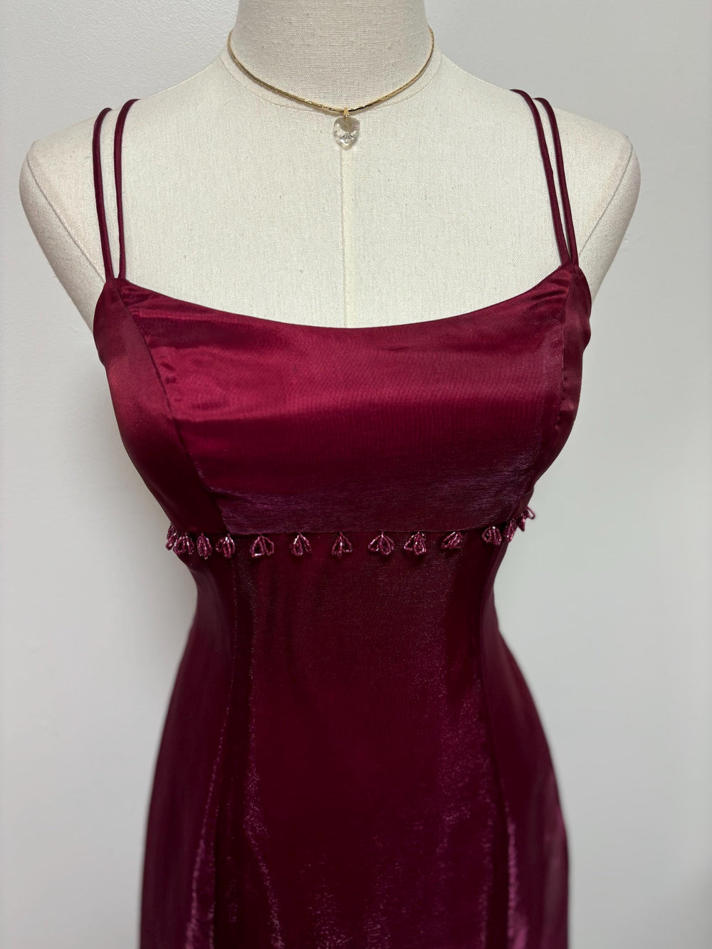 Square Neckline Burgundy Vintage 90s Party Dress – daisystyledress