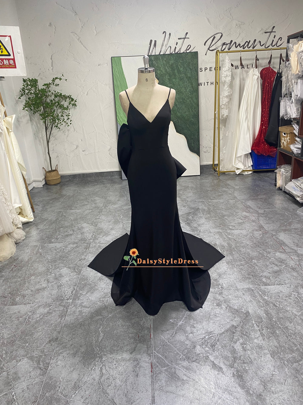 Sexy Low Back Black Party Dress with Detachable Bow daisystyledress Sexy Low Back Black Party Dress with Detachable Bow daisystyledress