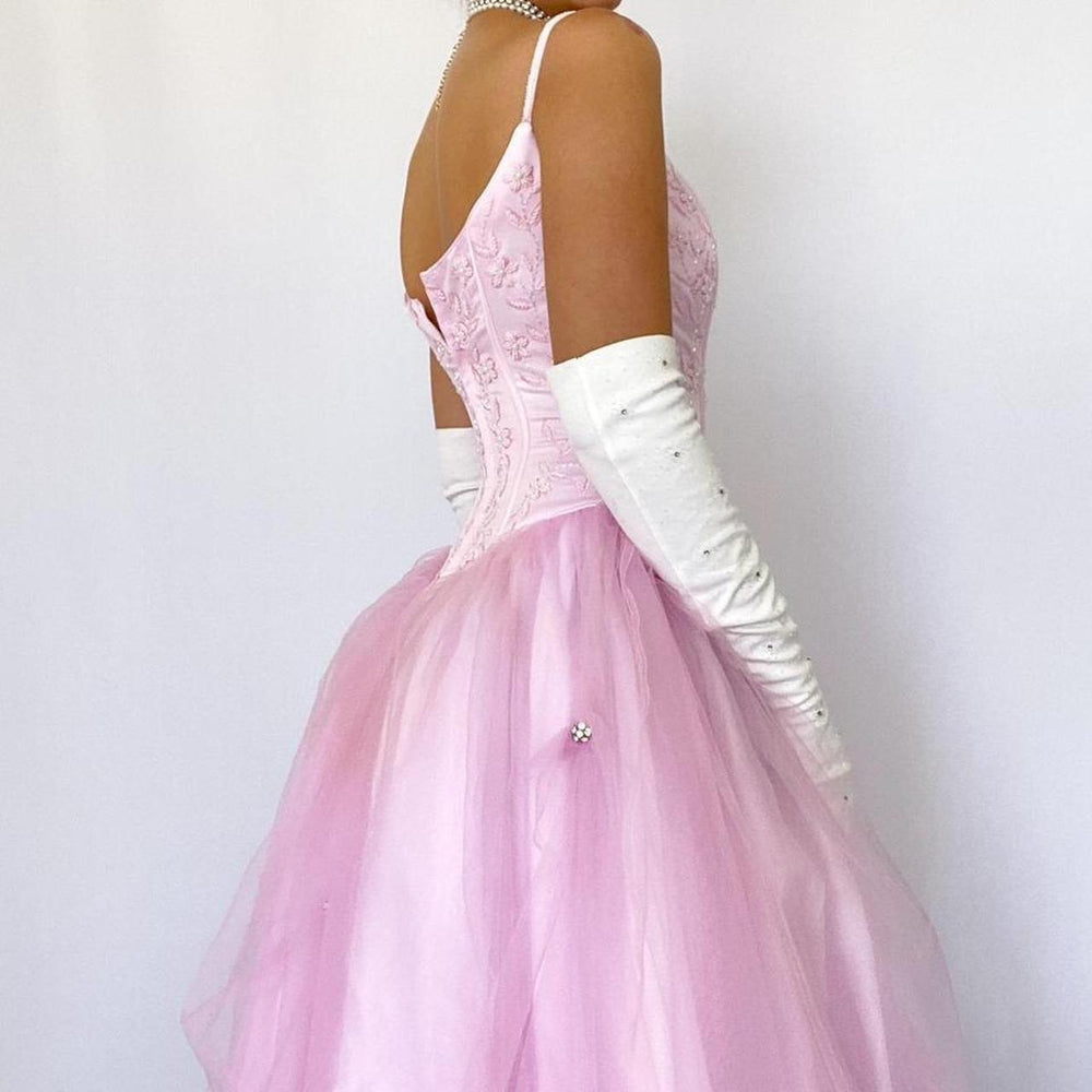 Ankle Length Spaghetti Straps Pink Vintage 90S Prom Dress daisystyledress Ankle Length Spaghetti Straps Pink Vintage 90S Prom Dress daisystyledress