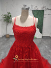 Spaghetti Straps Red Party Dress