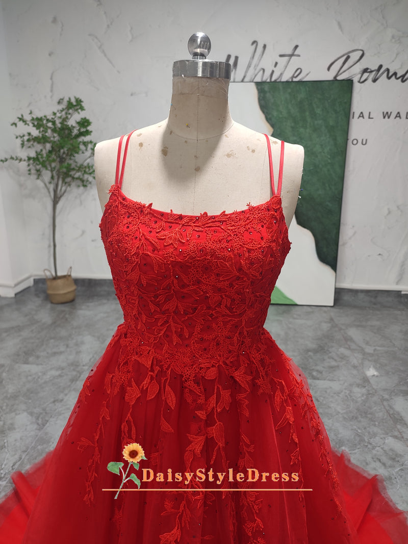 Spaghetti Straps Red Party Dress