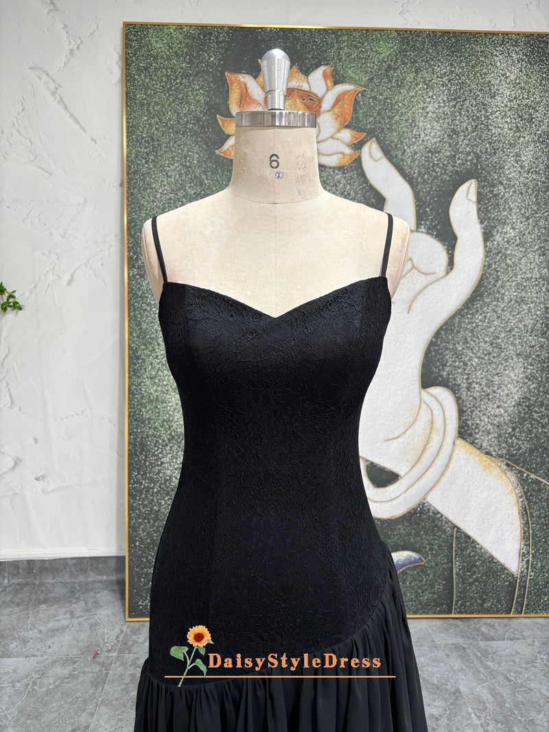 Spaghetti Straps Short Vintage Black Party Dress