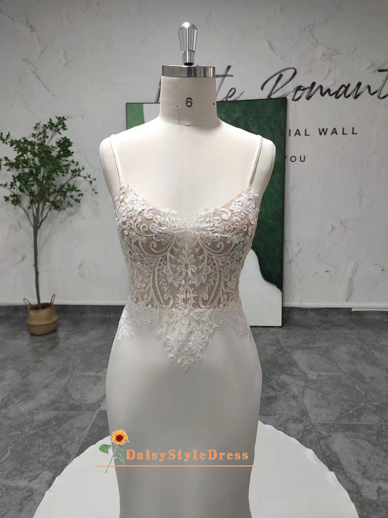 Spaghetti Straps Lace Wedding Dress