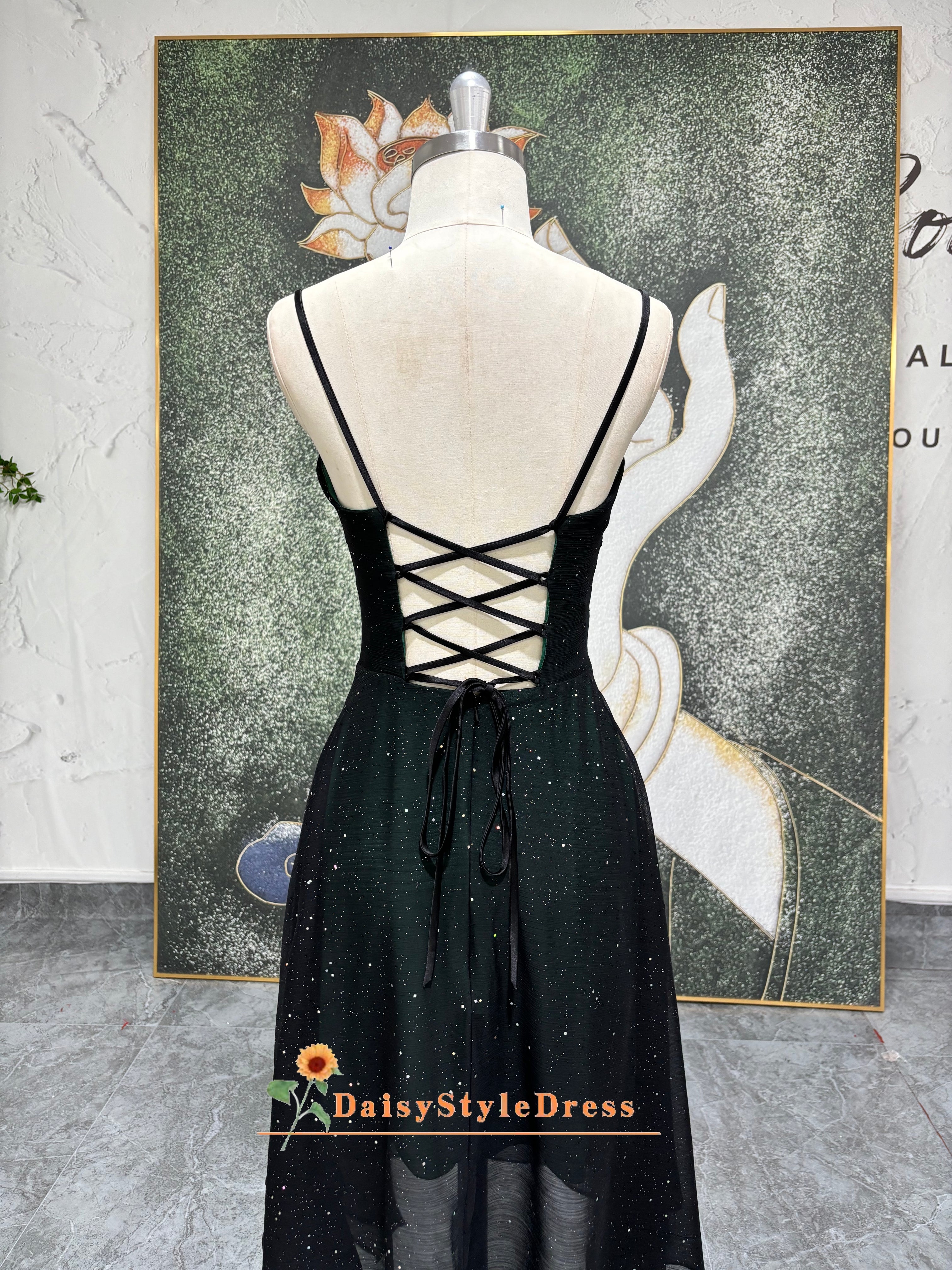 Vintage Mini Black and Green Homecoming Dress daisystyledress Vintage Mini Black and Green Homecoming Dress daisystyledress
