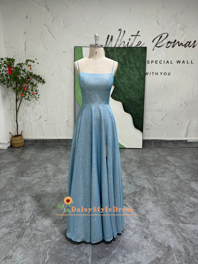 SkyBlue Sparkle Prom Dress