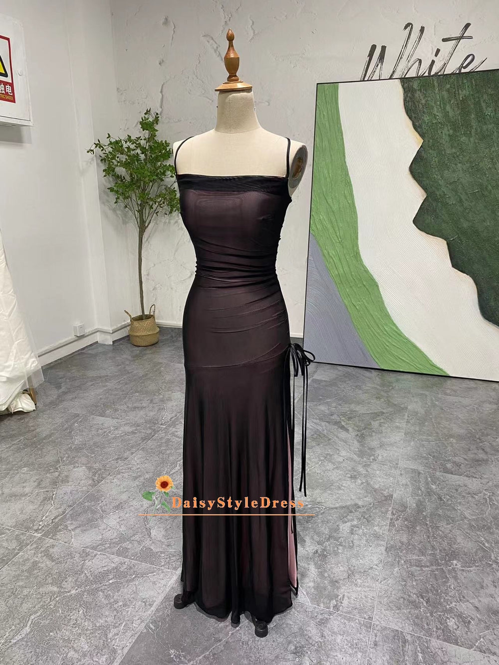 Fit & Flare Square Neck Black and Pink Prom Dress daisystyledress Fit & Flare Square Neck Black and Pink Prom Dress daisystyledress
