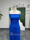 Square Neckline Blue Prom Dress